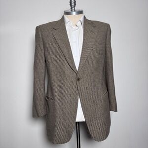 Giorgio Armani Vintage Blazer Mens 44R Brown Textured Wool Silk Blend Sport Coat